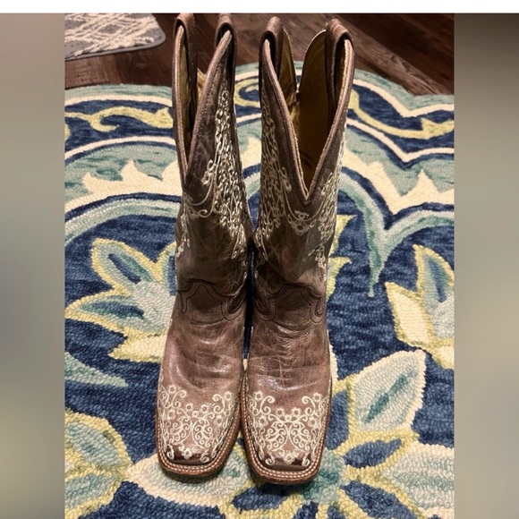 Corral Square Toe Western Boots 9.5W Wide Bone Embroidery - Picture 13 of 13